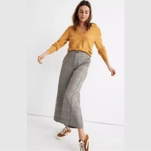 MADEWELL Huston Wide Leg Pull-On Pants Menswear Plaid Brown Career Wear Sz L